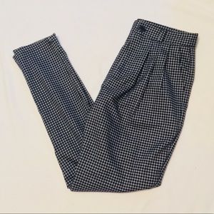 black and white gingham plaid trousers